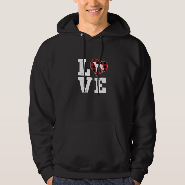 Love Saluki Dog Lover Gifts Buffalo Plaid Dog Vale Hoodie (Front)