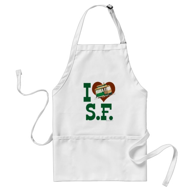 Love San Francisco Cable Cars Illustrated Art Adult Apron (Front)