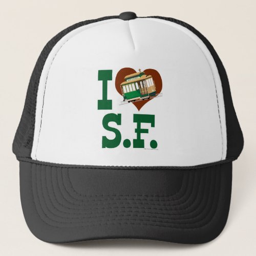 Love San Francisco Cable Cars Illustrated Art Trucker Hat