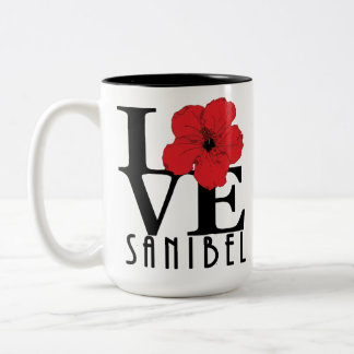LOVE Sanibel 15oz Red Hibiscus Two-Tone Coffee Mug