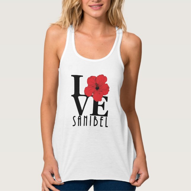 LOVE Sanibel Red Hibiscus  Tank Top (Front)