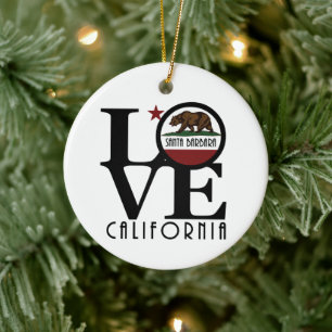 LOVE Santa Barbara California Ceramic Ornament