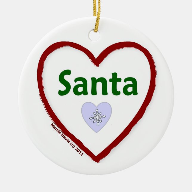 Love Santa Ceramic Ornament (Front)