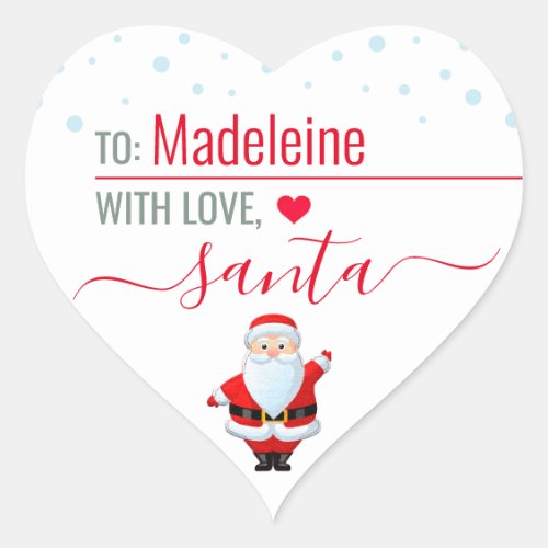 Love Santa Cute Personalized Christmas Gift Heart Sticker
