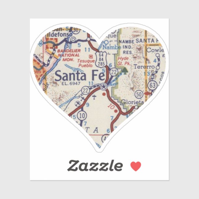 Love Santa Fe Map Sticker (Sheet)