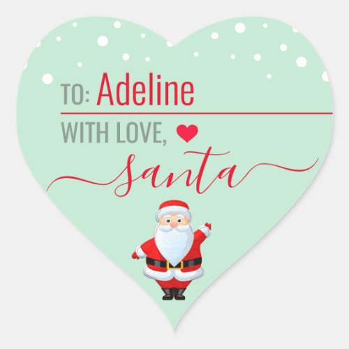 Love Santa Mint Personalized Christmas Gift  Heart Sticker