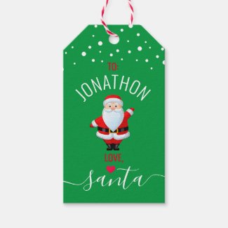 Love, Santa Personalized Green Christmas Gift Tags
