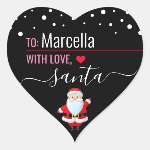 Love Santa Pink  Black Custom Christmas Gift Heart Sticker