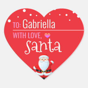 "Love, Santa" Red Customized Christmas Gift Heart Sticker