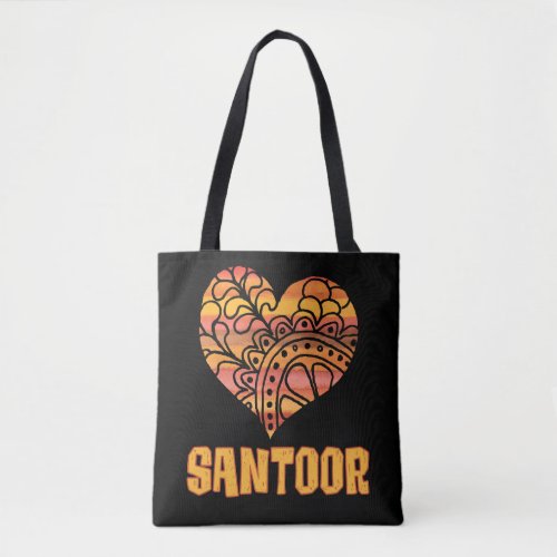 Love Santoor Orange Mandala Heart Indian String Instrument Tote Bag