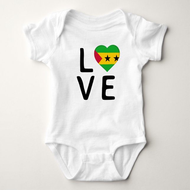 Love - Sao Tome and Principe Flag Baby Bodysuit (Front)