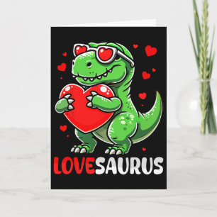 Love Saurus Cute T-rex Sungles Hearts Valentine's Card
