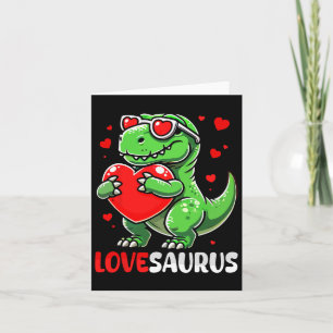 Love Saurus Cute T-rex Sungles Hearts Valentine's Card