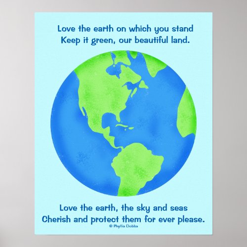 Love Save Protect the Earth Forever Poem and Art Poster