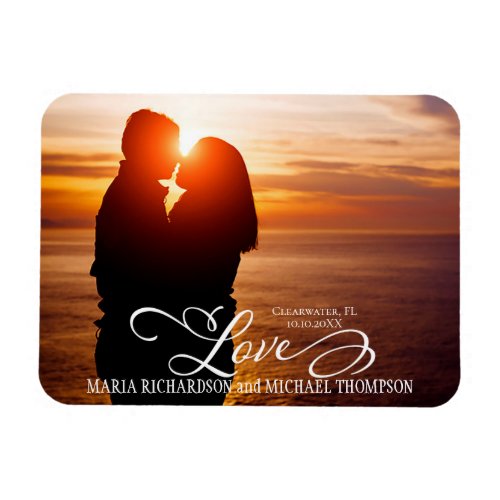 Love Save the Date Photo Calligraphy Simple Magnet