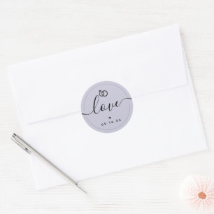 Love Save The Date Ring Purple Classic Round Sticker