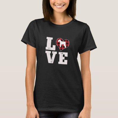 Love Schnauzer Dog Lover Gifts Buffalo Plaid Valen T-Shirt
