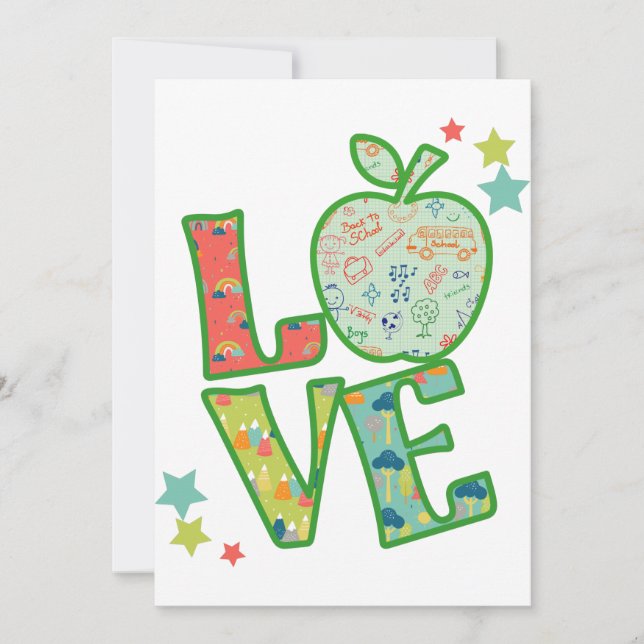 Love School Apple, Drawn Back to School Thank You Card (Front)