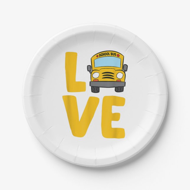 Love School Bus Driver Schoolbus Busdriver Paper Plates (Front)