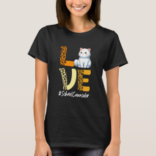 LOVE School Counselor Cute Cat Costume Leopard Pro T-Shirt
