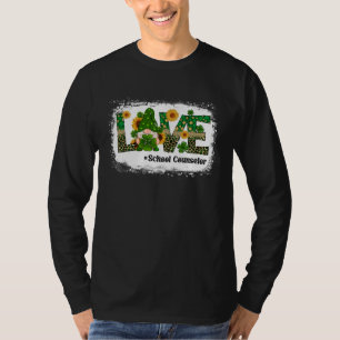 Love School Counselor Gnome Sunflower  St Patrick  T-Shirt