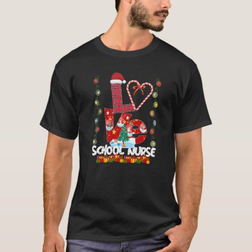 Love School Nurse Santa Hat Candy Xmas Pajama T_Shirt