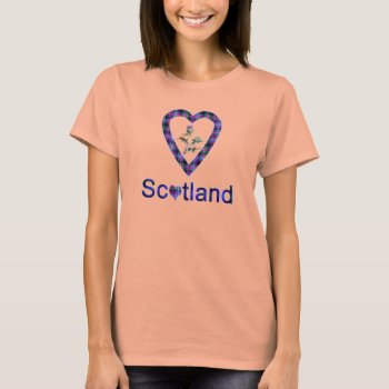 Love Scotland Tartan Thistle Heart T-shirt by wisewords at Zazzle