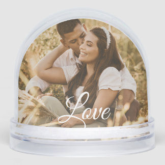 Love script 2 couple photo snow globe