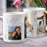 Love Script - 5 Photo Collage on Grey White Marble Coffee Mug<br><div class="desc">Stylish coffee mug which you can personalize with 5 of your favorite photos. The template is set up ready for you to add your photos, working from left to right. Your photos are set against a modern watercolor marble in grey and white, with an elegant geometric design in grey and...</div>