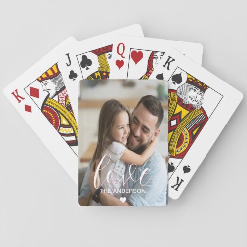 Love script and Family Photo Modern stylish  Poker Cards