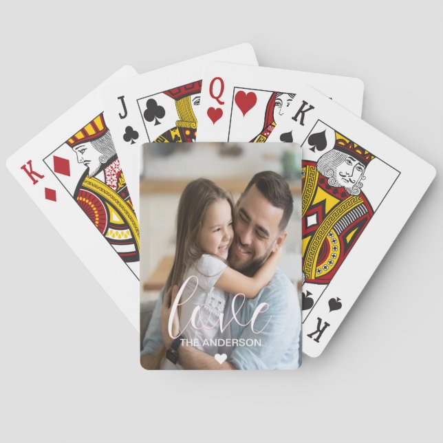 Love script and Family Photo Modern stylish  Poker Cards (Back)