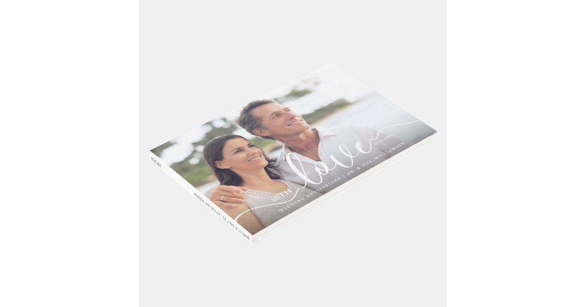 Love Script Anniversary Multiple Photo Collage Guest Book Zazzle