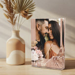 Love Script Boho Watercolor Floral Keepsake Arch Photo Block<br><div class="desc">A beautiful photo keepsake gift for the newlyweds. Beautifully designed modern bohemian watercolor tropical floral wedding photo featuring our hand-drawn boho botanical flowers and tropical greenery. Modern geometrical shapes paired with a beautiful modern boho color palette create this elegant sophisticated wedding photo keepsake. "Love" script photo overplay, customize with the...</div>