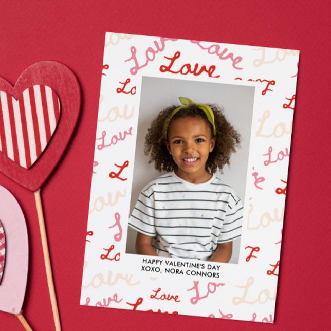LOVE SCRIPT COLLAGE PHOTO CLASSROOM VALENTINES NOTE CARD (Creator Uploaded)