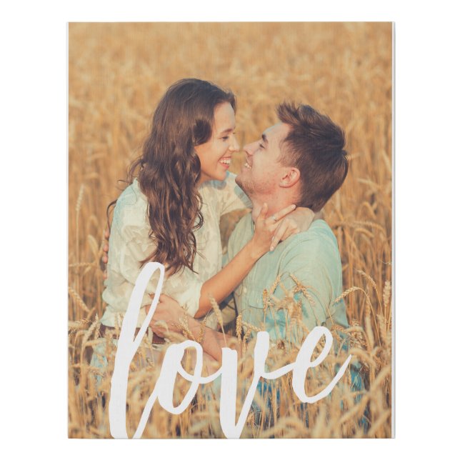 Love Script Custom Photo Faux Canvas Print (Front)