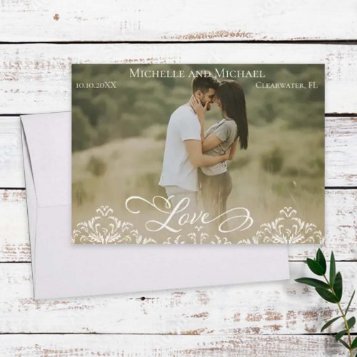 Love Script Elegant Modern Photo Wedding Save The Date