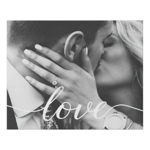 Love Script Elegant Typography Wedding Photo Faux Canvas Print