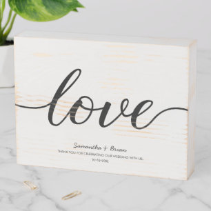 Love Script Elegant Wedding Centerpiece Giveaway Wooden Box Sign