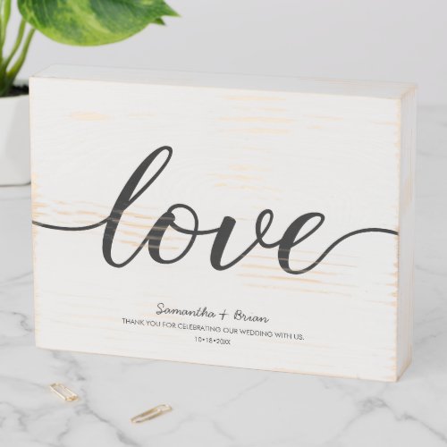 Love Script Elegant Wedding Centerpiece Giveaway Wooden Box Sign
