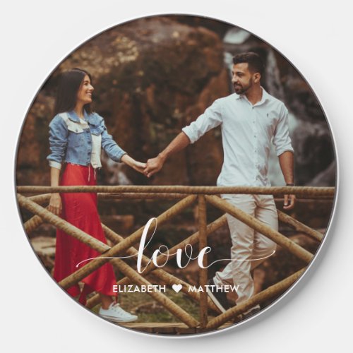 Love Script Handwritten Customized Couple Photo Wireless Charger