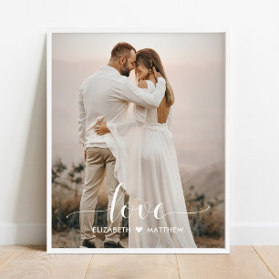 Love Script Handwritten Personalized Wedding Photo Poster