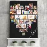 Love Script Heart Shaped 29 Photo Collage Wrapped Canvas Print<br><div class="desc">Create your own wrapped canvas with 29 of your favorite photos. The photo template is set up to create a photo collage in the shape of a love heart, displaying your pictures in a mix of portrait, landscape and square instragram formats. Upload your photos working in rows, from top to...</div>
