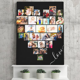  Love Script Heart Shaped 29 Photo Collage Wrapped Canvas Print