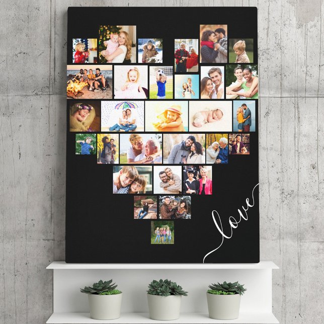  Love Script Heart Shaped 29 Photo Collage Wrapped Canvas Print (Creator Uploaded)