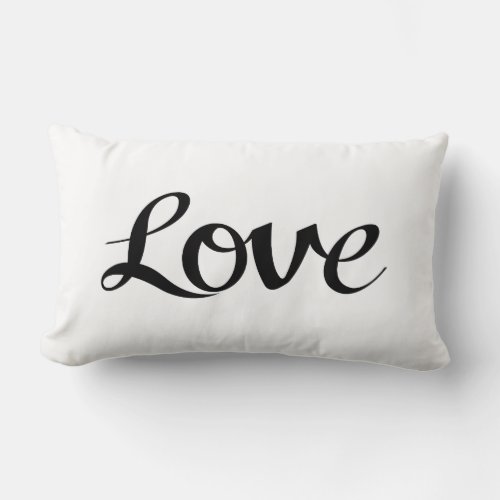 Love Script in Black Lumbar Pillow