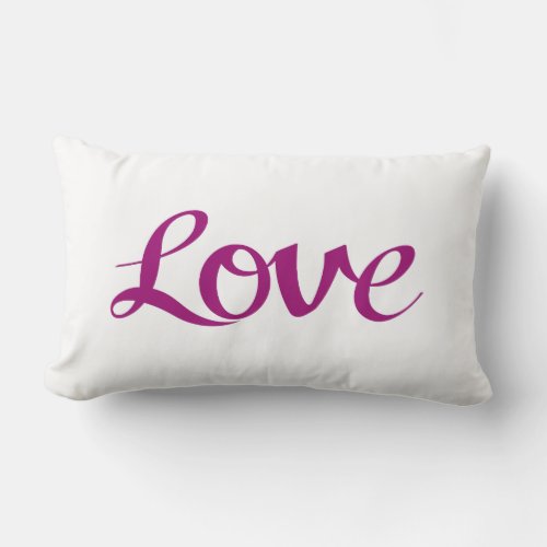 Love Script in Plum Color Lumbar Pillow