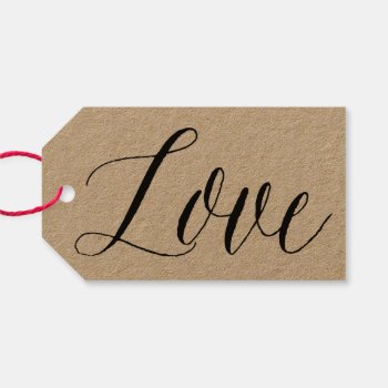 Love Script | Kraft Paper Calligraphy Gift Tag by KeikoPrints at Zazzle
