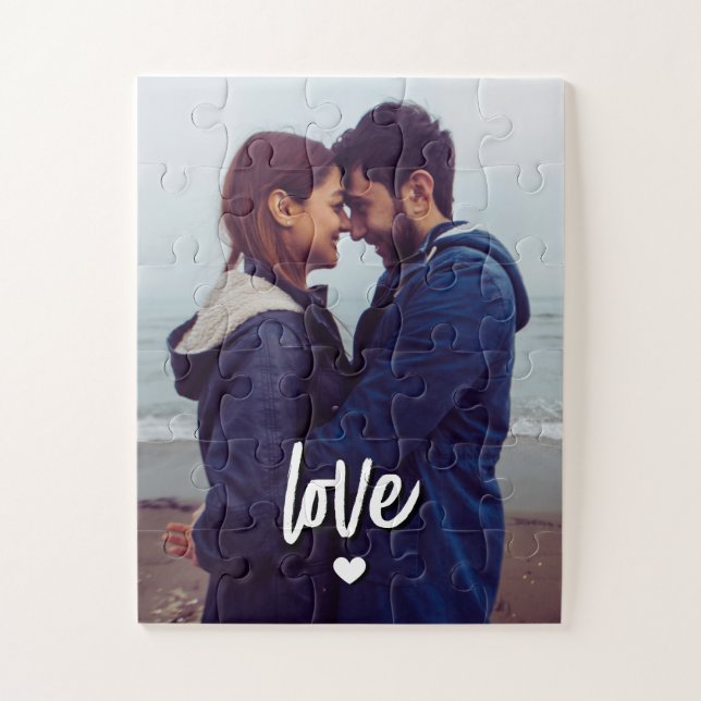 Love Script Modern Couple Photo  Jigsaw Puzzle (Vertical)