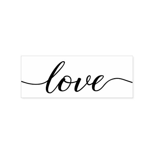 Love Script modern long embellishments Wedding Rubber Stamp