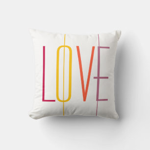 Love script modern striped multi color typography throw pillow